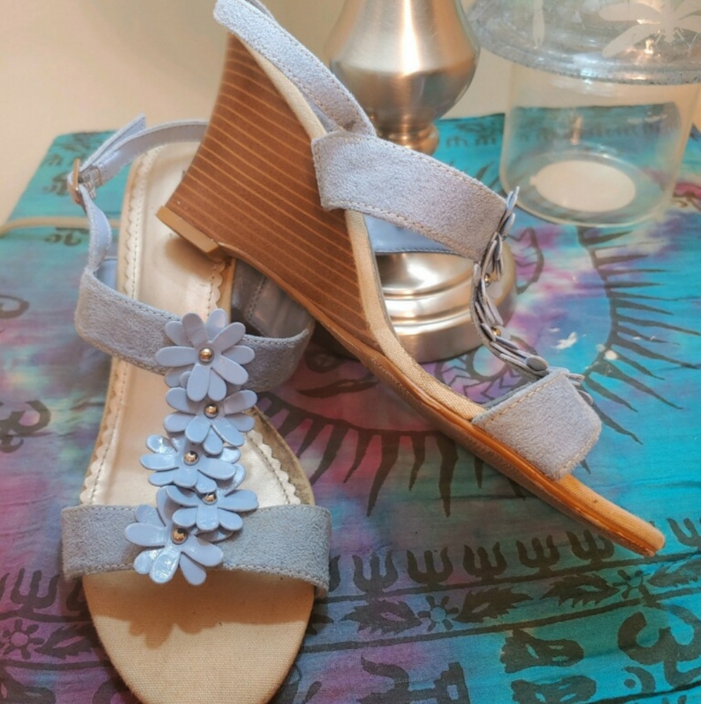 Suede Wedge Adustable Sandal